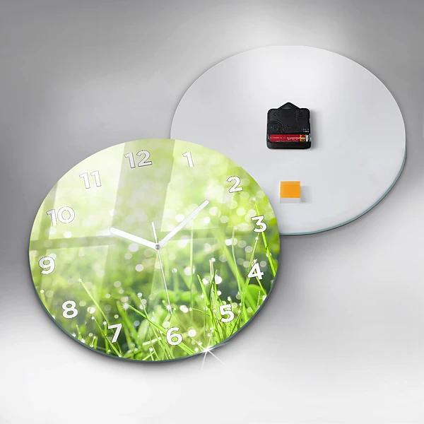 Wanduhr rund mit motiv Grünes Gras