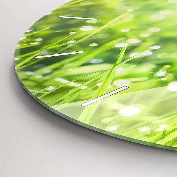 Wanduhr rund mit motiv Grünes Gras