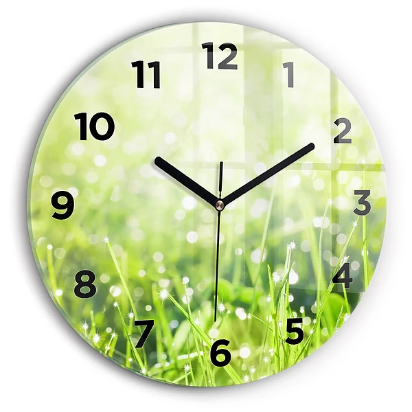 Wanduhr rund mit motiv Grünes Gras
