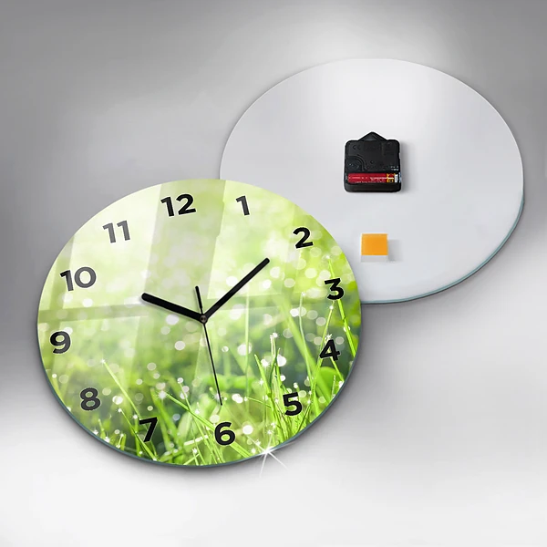 Wanduhr rund mit motiv Grünes Gras