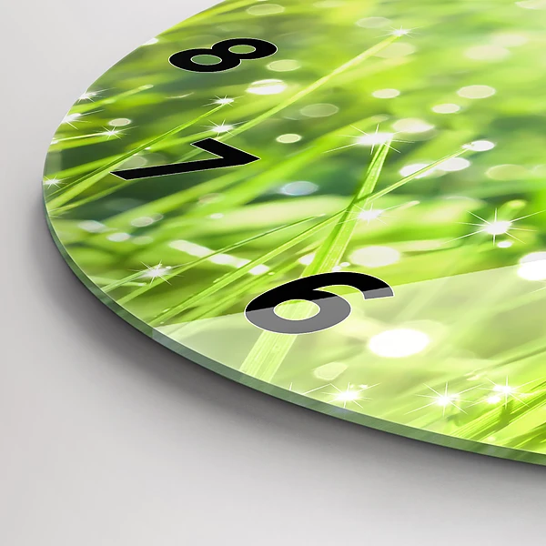Wanduhr rund mit motiv Grünes Gras