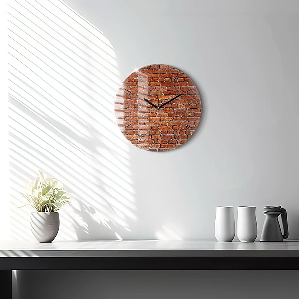 Wanduhr rund mit motiv Alte Backsteinmauer