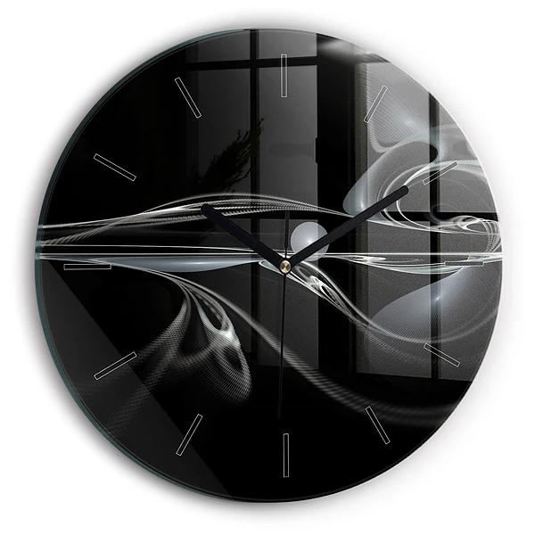 Wanduhr glas rund Abstrakter Rauch