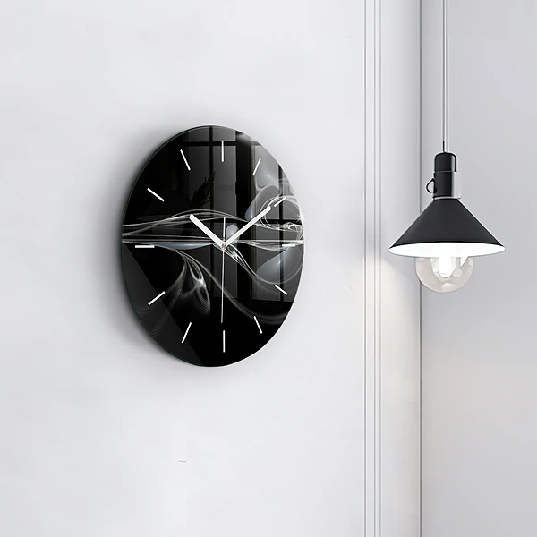 Wanduhr glas rund Abstrakter Rauch