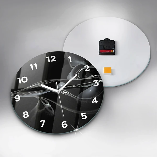 Wanduhr glas rund Abstrakter Rauch