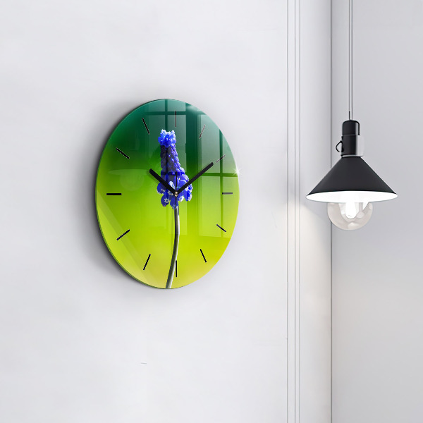 Wanduhr rund mit motiv Blaue Blumen