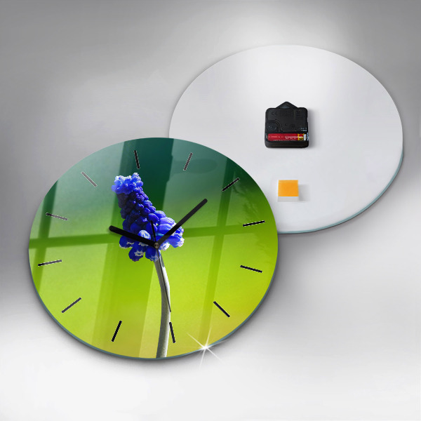 Wanduhr rund mit motiv Blaue Blumen