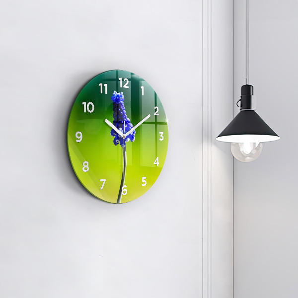Wanduhr rund mit motiv Blaue Blumen