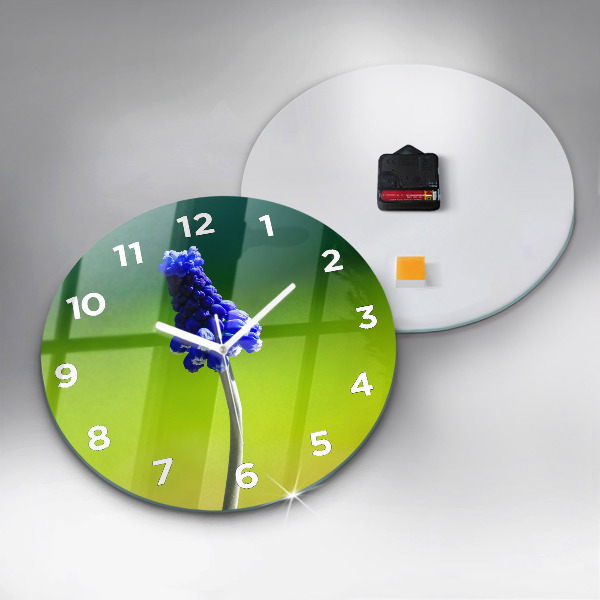 Wanduhr rund mit motiv Blaue Blumen