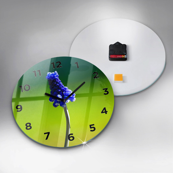 Wanduhr rund mit motiv Blaue Blumen