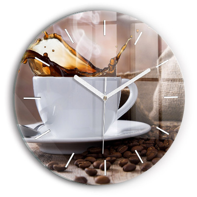Wanduhr glas rund Eine Tasse Kaffee
