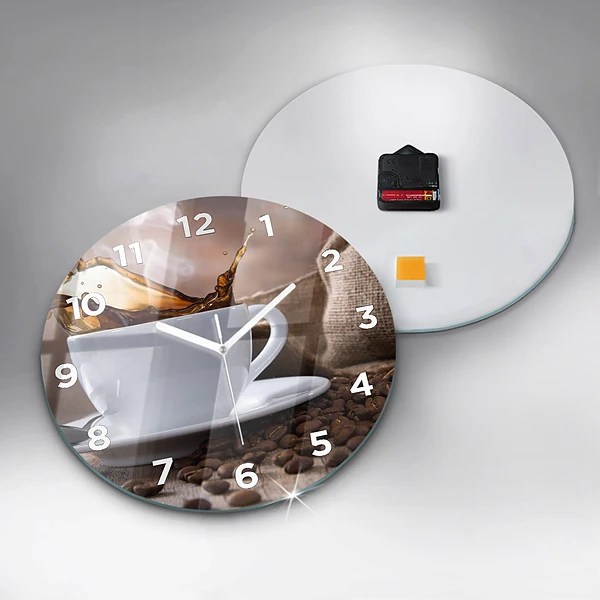 Wanduhr glas rund Eine Tasse Kaffee