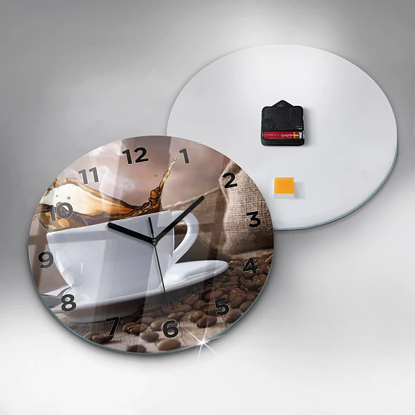 Wanduhr glas rund Eine Tasse Kaffee