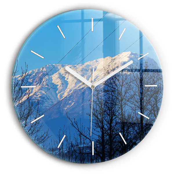 Wanduhr glas rund Aussicht auf die Berge