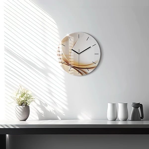 Wanduhr glas rund Goldene Abstraktion
