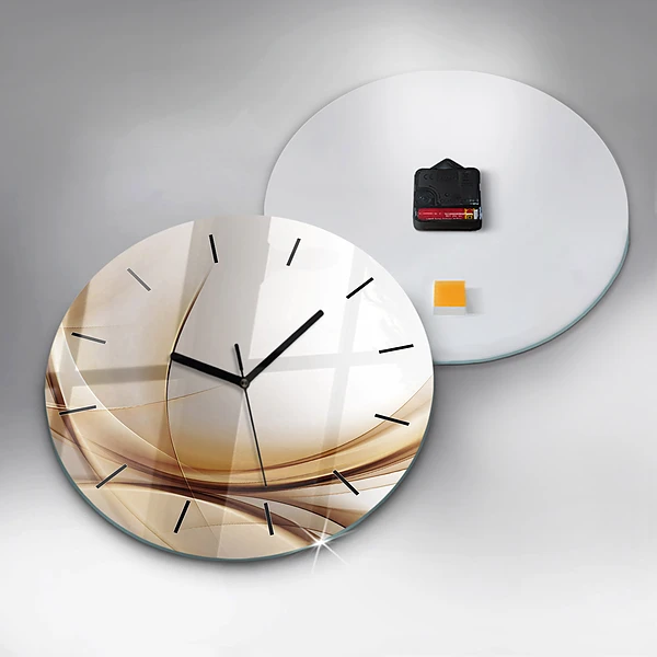 Wanduhr glas rund Goldene Abstraktion