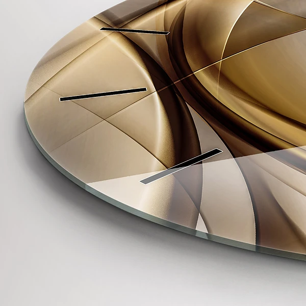 Wanduhr glas rund Goldene Abstraktion
