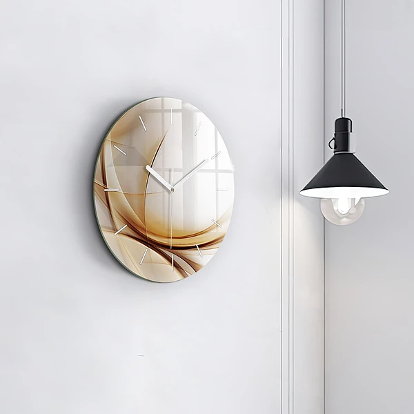 Wanduhr glas rund Goldene Abstraktion