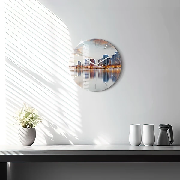 Wanduhr glas rund Panorama mit dem Eiffelturm