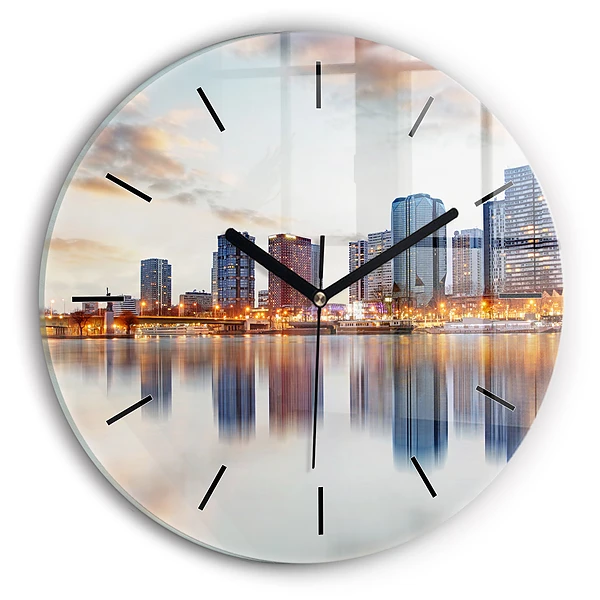 Wanduhr glas rund Panorama mit dem Eiffelturm