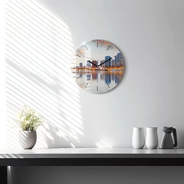 Wanduhr glas rund Panorama mit dem Eiffelturm