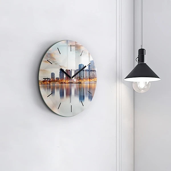 Wanduhr glas rund Panorama mit dem Eiffelturm
