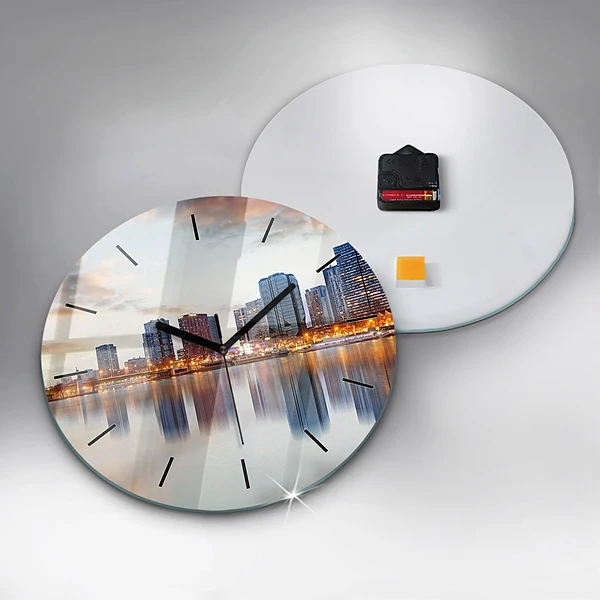 Wanduhr glas rund Panorama mit dem Eiffelturm