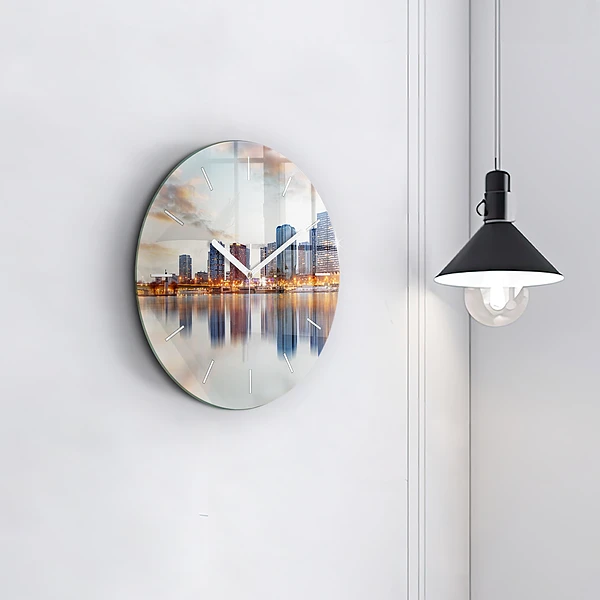 Wanduhr glas rund Panorama mit dem Eiffelturm