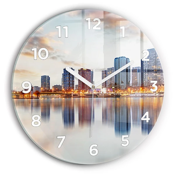 Wanduhr glas rund Panorama mit dem Eiffelturm
