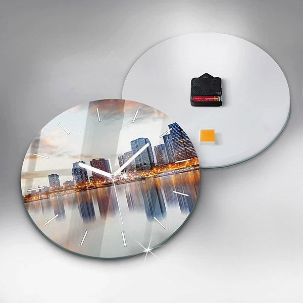Wanduhr glas rund Panorama mit dem Eiffelturm