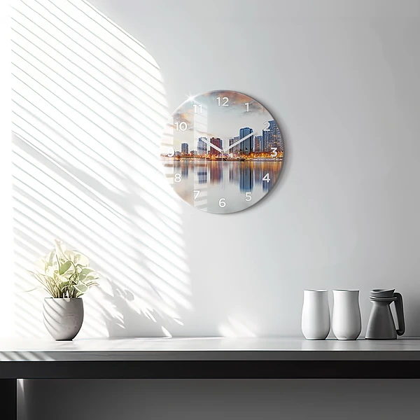 Wanduhr glas rund Panorama mit dem Eiffelturm