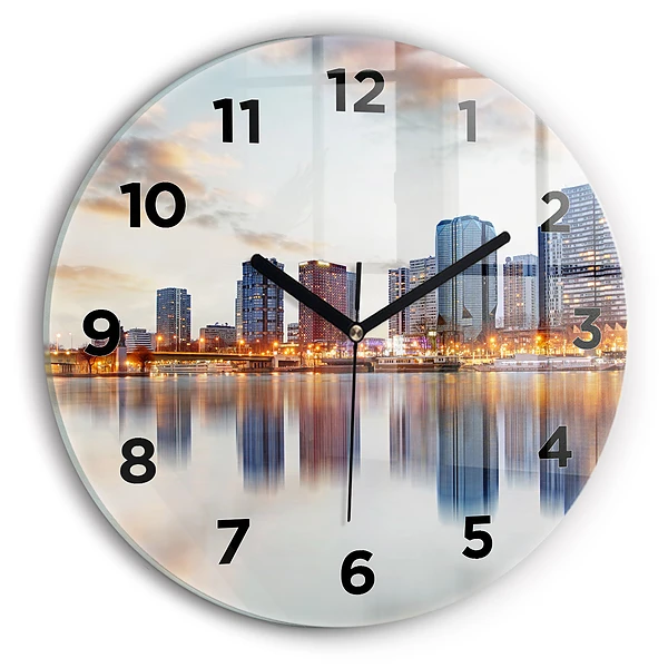 Wanduhr glas rund Panorama mit dem Eiffelturm