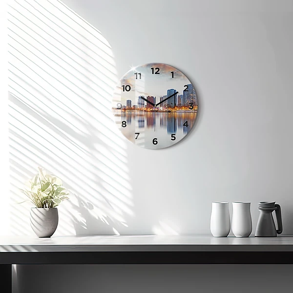 Wanduhr glas rund Panorama mit dem Eiffelturm