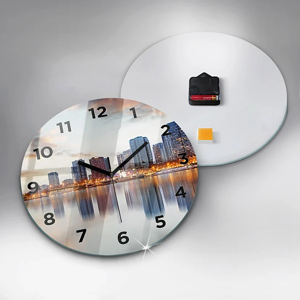Wanduhr glas rund Panorama mit dem Eiffelturm
