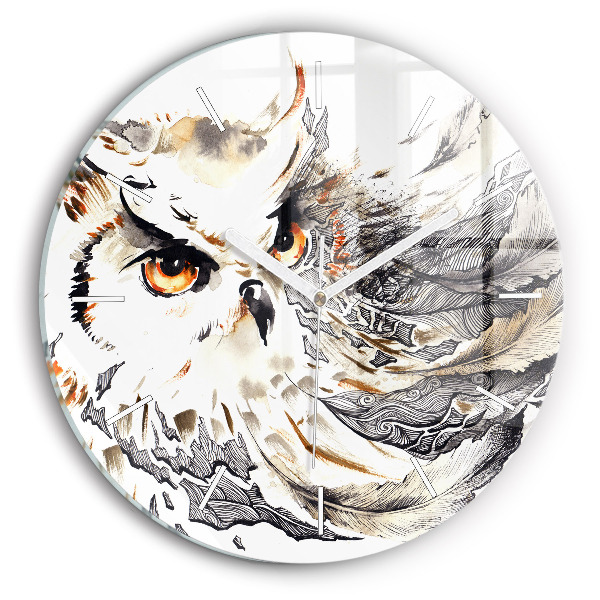 Wanduhr rund mit motiv Eule Symbol der Weisheit