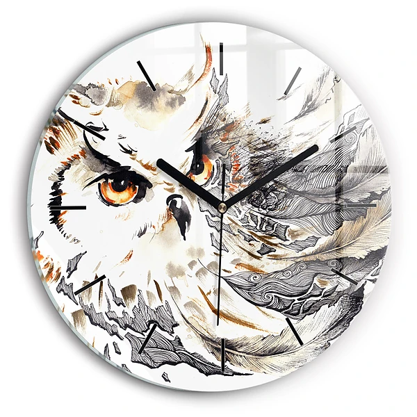 Wanduhr rund mit motiv Eule Symbol der Weisheit