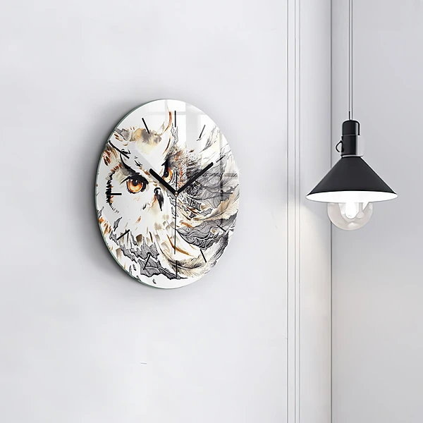 Wanduhr rund mit motiv Eule Symbol der Weisheit