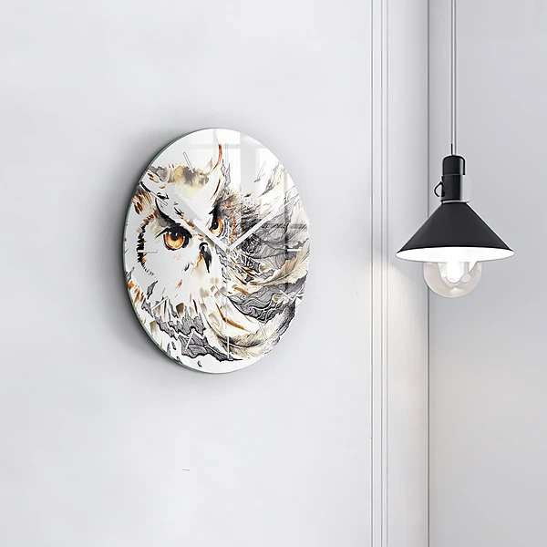 Wanduhr rund mit motiv Eule Symbol der Weisheit