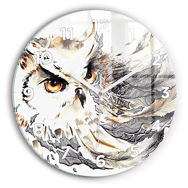 Wanduhr rund mit motiv Eule Symbol der Weisheit