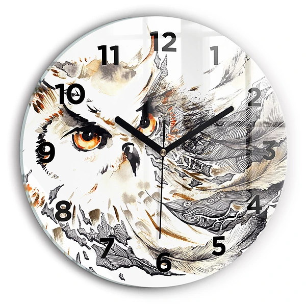 Wanduhr rund mit motiv Eule Symbol der Weisheit