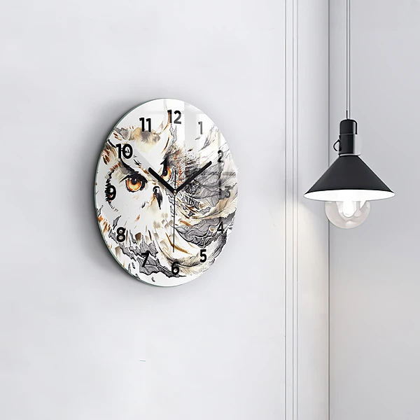 Wanduhr rund mit motiv Eule Symbol der Weisheit