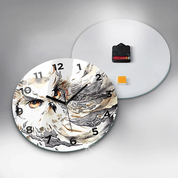 Wanduhr rund mit motiv Eule Symbol der Weisheit