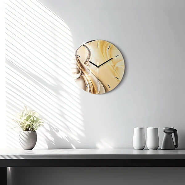 Wanduhr glas rund Abstrakte Wellen