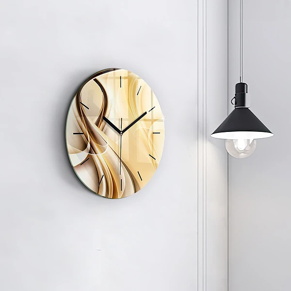 Wanduhr glas rund Abstrakte Wellen