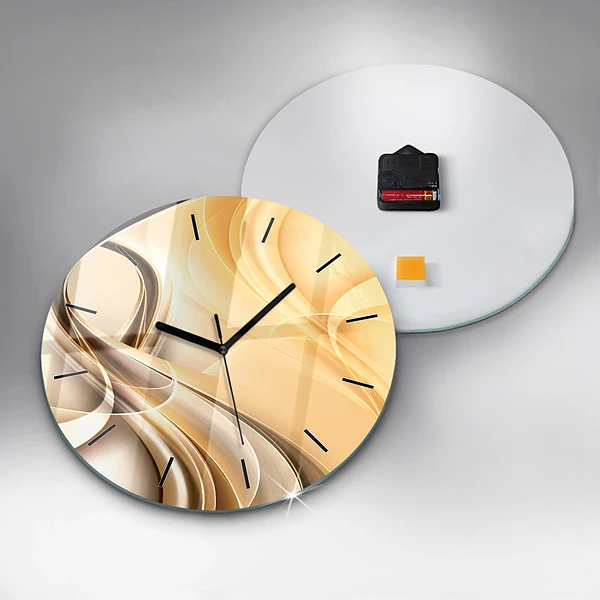 Wanduhr glas rund Abstrakte Wellen