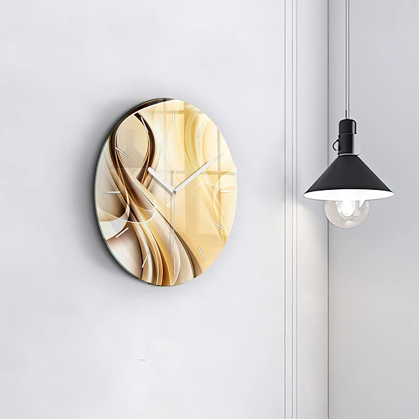Wanduhr glas rund Abstrakte Wellen