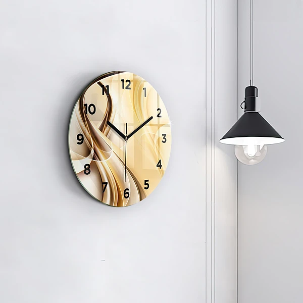 Wanduhr glas rund Abstrakte Wellen