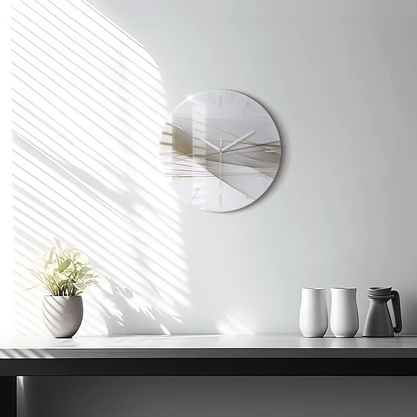 Wanduhr rund mit motiv Helle Abstraktion
