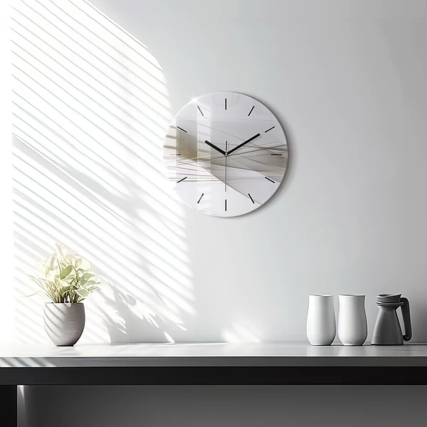 Wanduhr rund mit motiv Helle Abstraktion