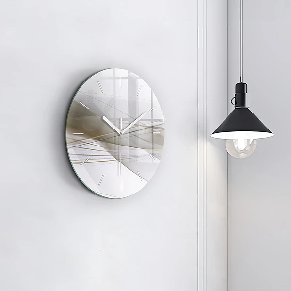 Wanduhr rund mit motiv Helle Abstraktion